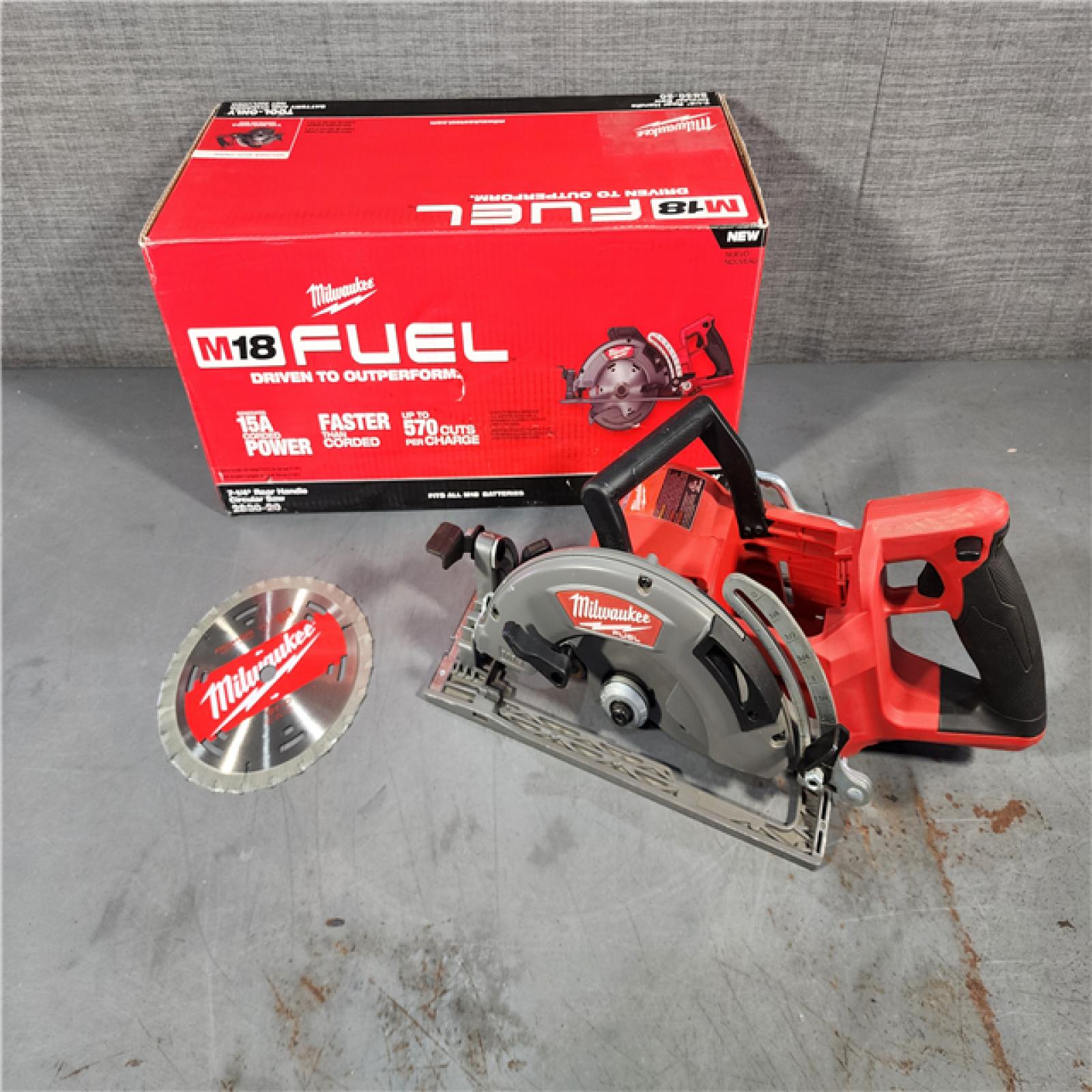 HOUSTON LOCATION - AS-IS Milwaukee 2830-20 Rear Handle Circular Saw M18 FUEL 7-1/4  Cordless Brushless Tool Only