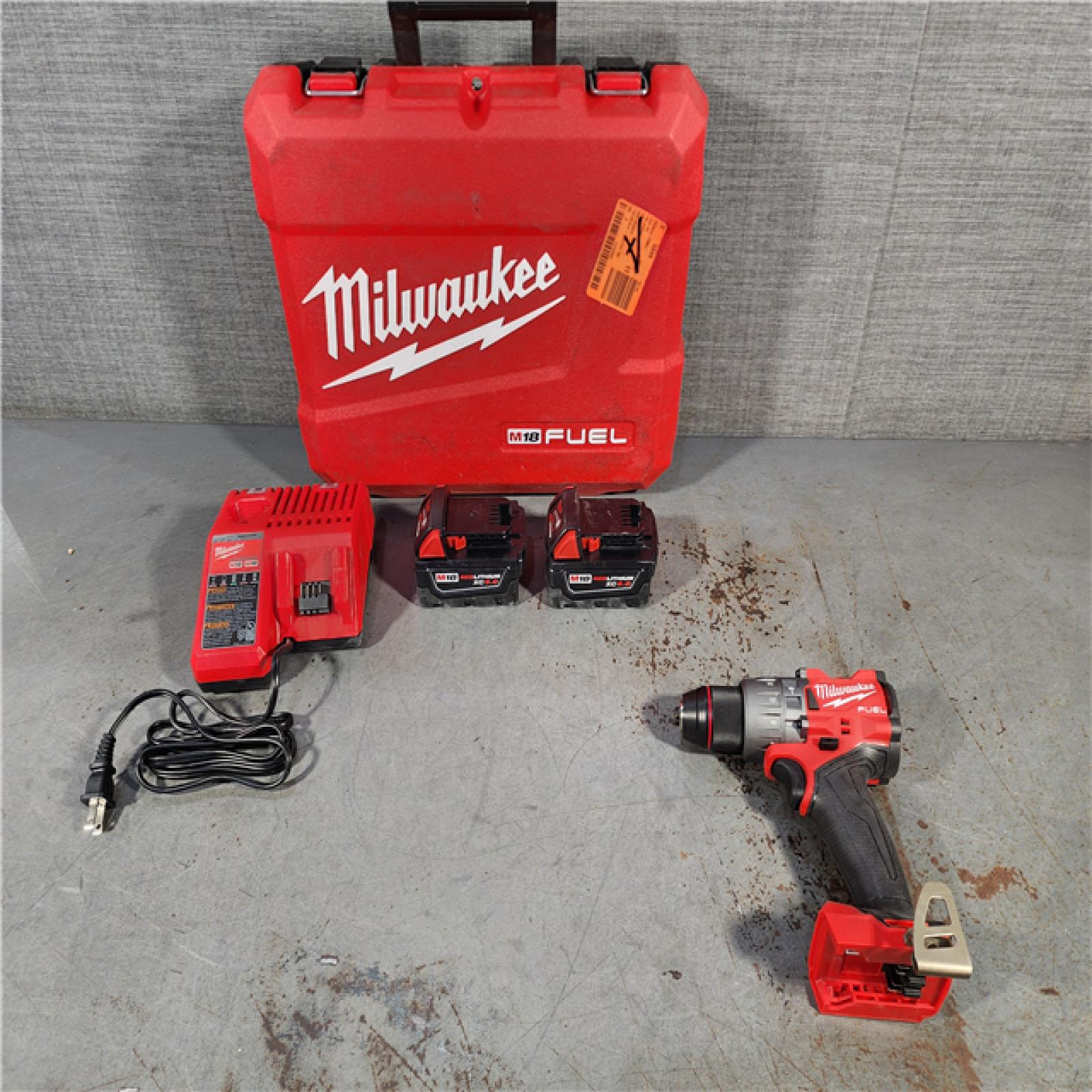 HOUSTON LOCATION - AS-IS Milwaukee 2904-22 Hammer Drill Driver Kit with Batteries  Charger & Tool Case  Red