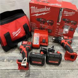 AS-IS Milwaukee M18 18V Cordless Brushed 2 Tool Drill/Driver and Impact Driver Kit