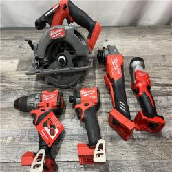 AS-IS MILWAUKEE M18 18-Volt Lithium-Ion Brushless Cordless FUEL Combo Kit (5-Tool) with 2-Batteries, 1-Charger, and Tool Bag