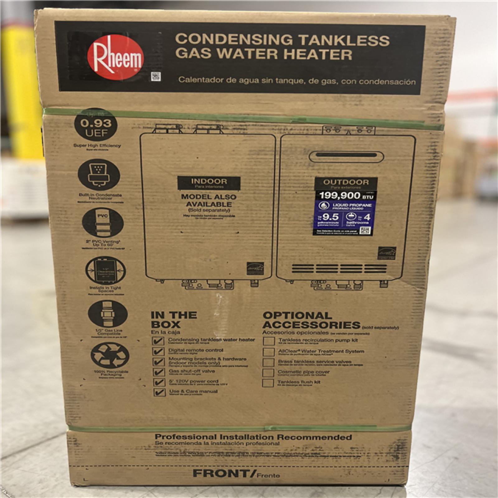 DALLAS LOCATION NEW! - RHEEM CONDENSING TANKLESS GAS WATER HEATER