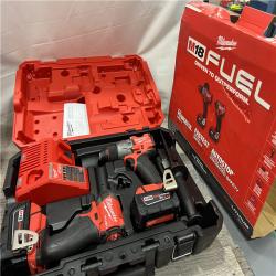 AS-IS MILWAUKEE M18 FUEL 18V Lithium-Ion Brushless Cordless Hammer Drill and Impact Driver Combo Kit (2-Tool) with 2 Batteries