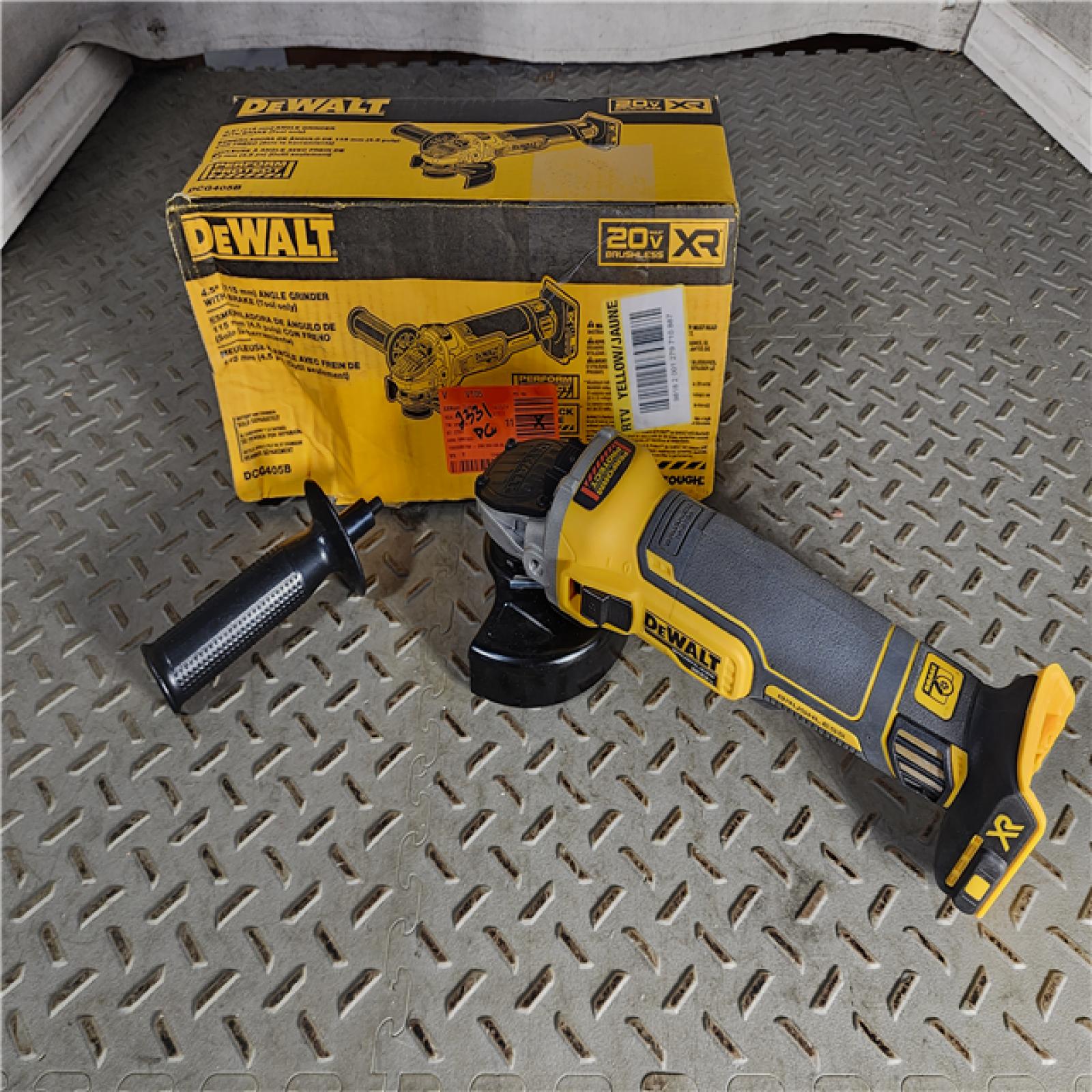 HOUSTON LOCATION - AS-IS (APPEARS LIKE NEW) DeWalt DCG405B 20V Max XR 4.5-Inch Slide Switch Small Angle Grinder (Tool Only)