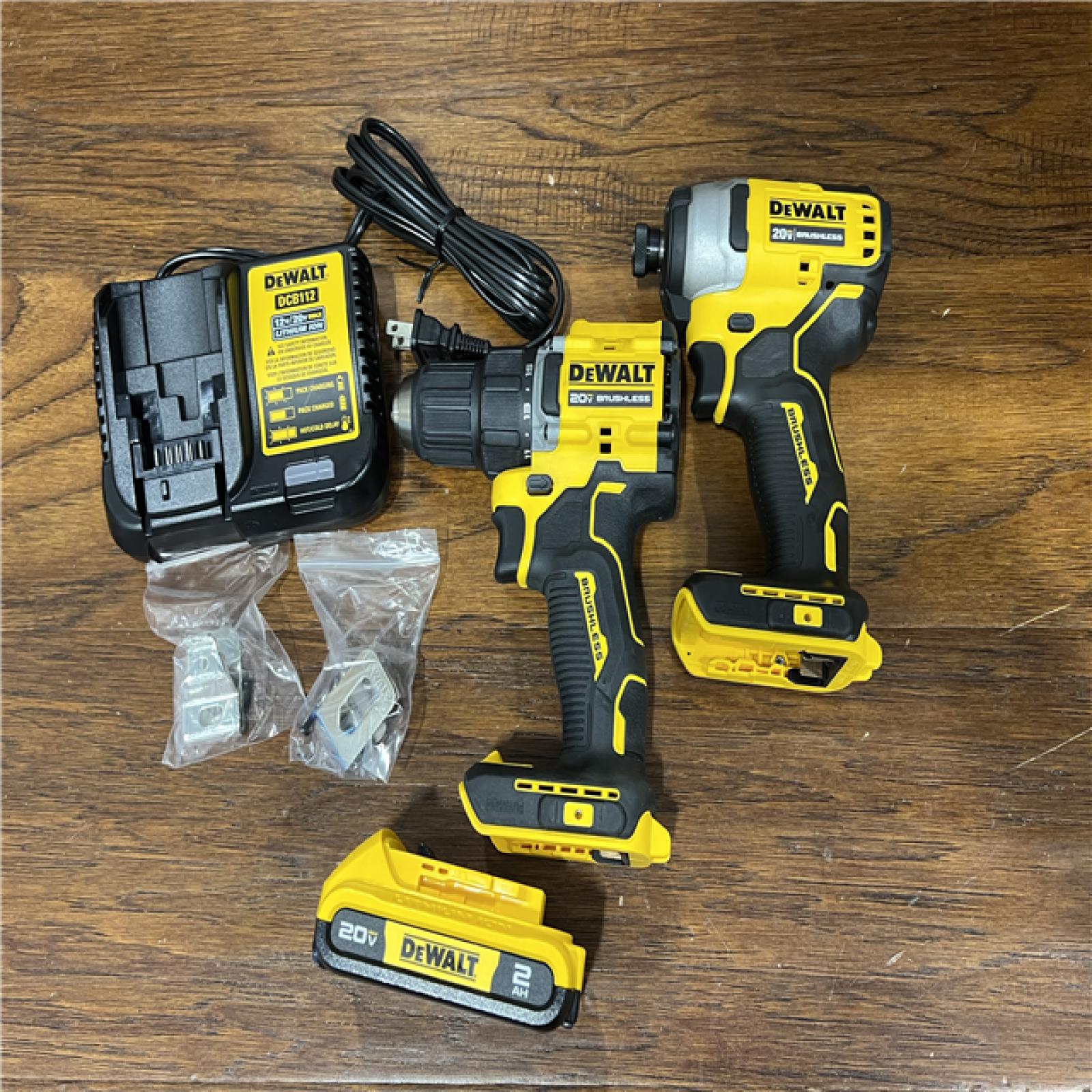 AS-IS DEWALT ATOMIC 20-Volt MAX Lithium-Ion Cordless Combo Kit (2-Tool) with (2) 2.0Ah Batteries, Charger and Bag