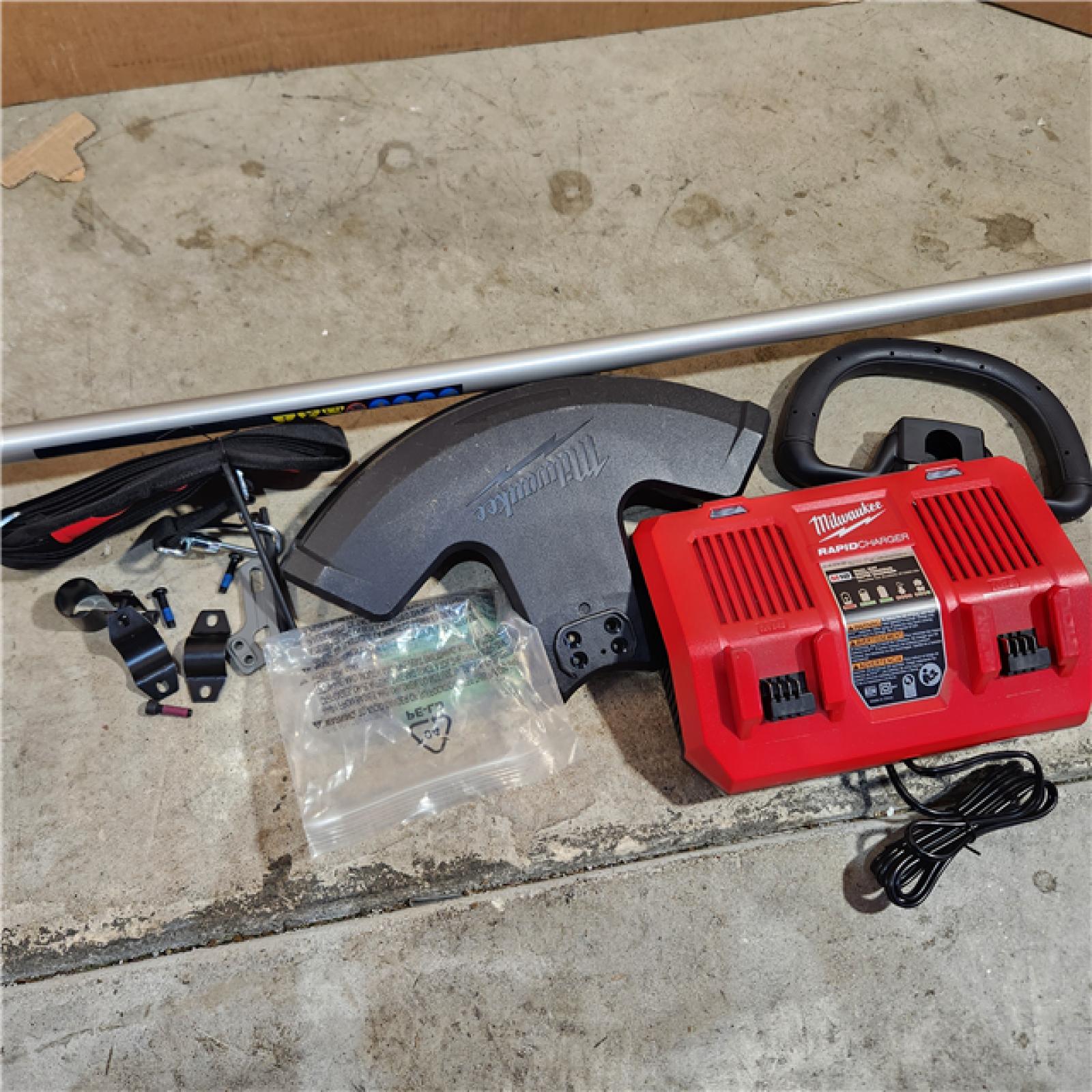 Houston location- AS-IS Milwaukee M18 FUEL 18V Brushless Cordless 17 in. Dual Battery Straight Shaft String Trimmer with (2) 8.0 Ah Batteries and Charger