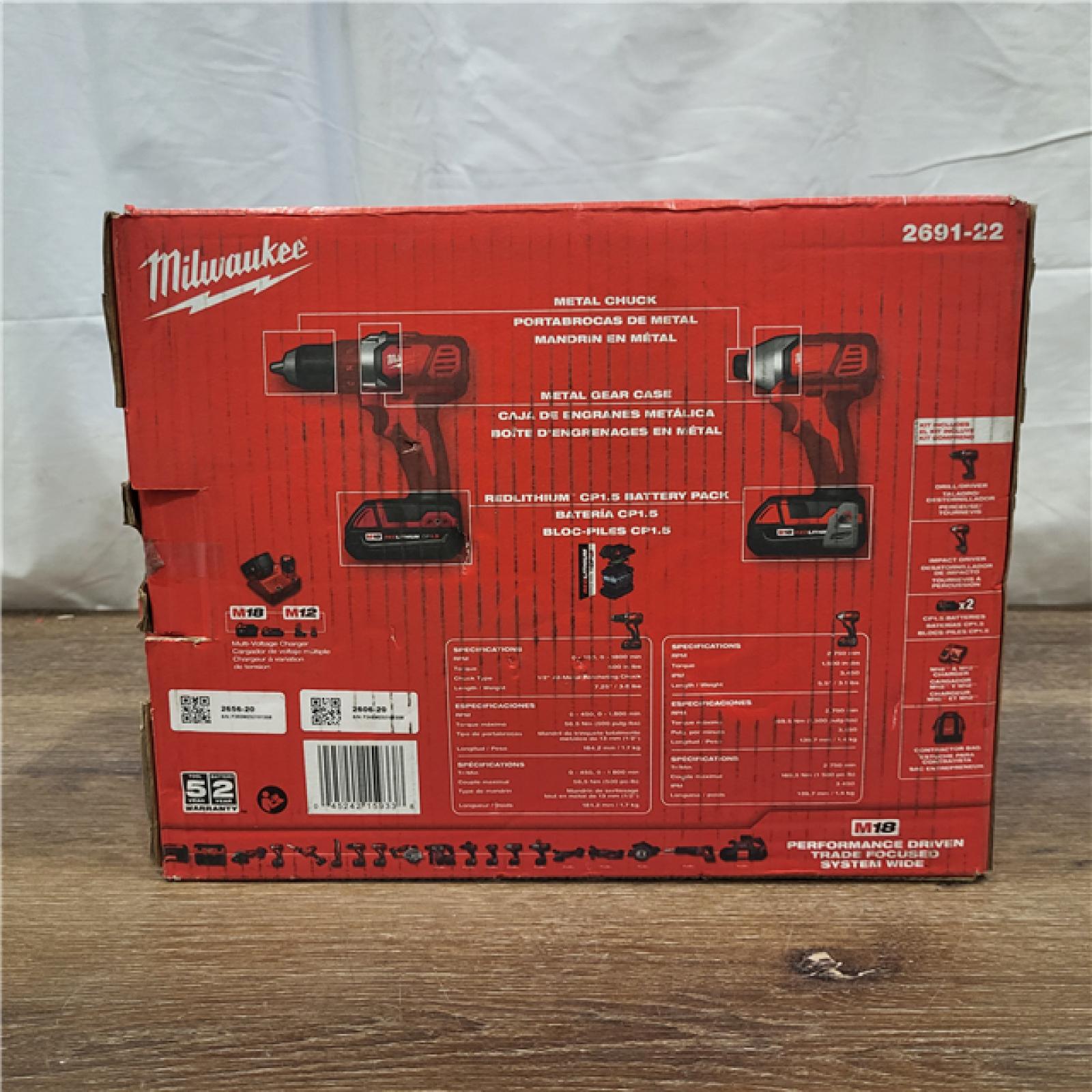 GOOD Milwaukee M18 18V Cordless Brushed 2 Tool Drill/Driver and Impact Driver Kit