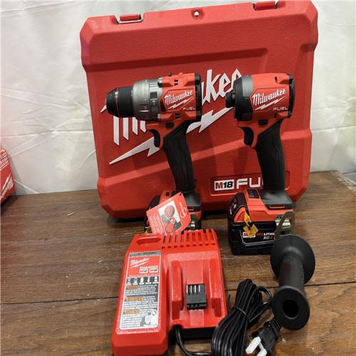 AS-ISMilwaukee M18 FUEL 18V Lithium-Ion Brushless Cordless Hammer Drill and Impact Driver Combo Kit (2-Tool) with 2 Batteries