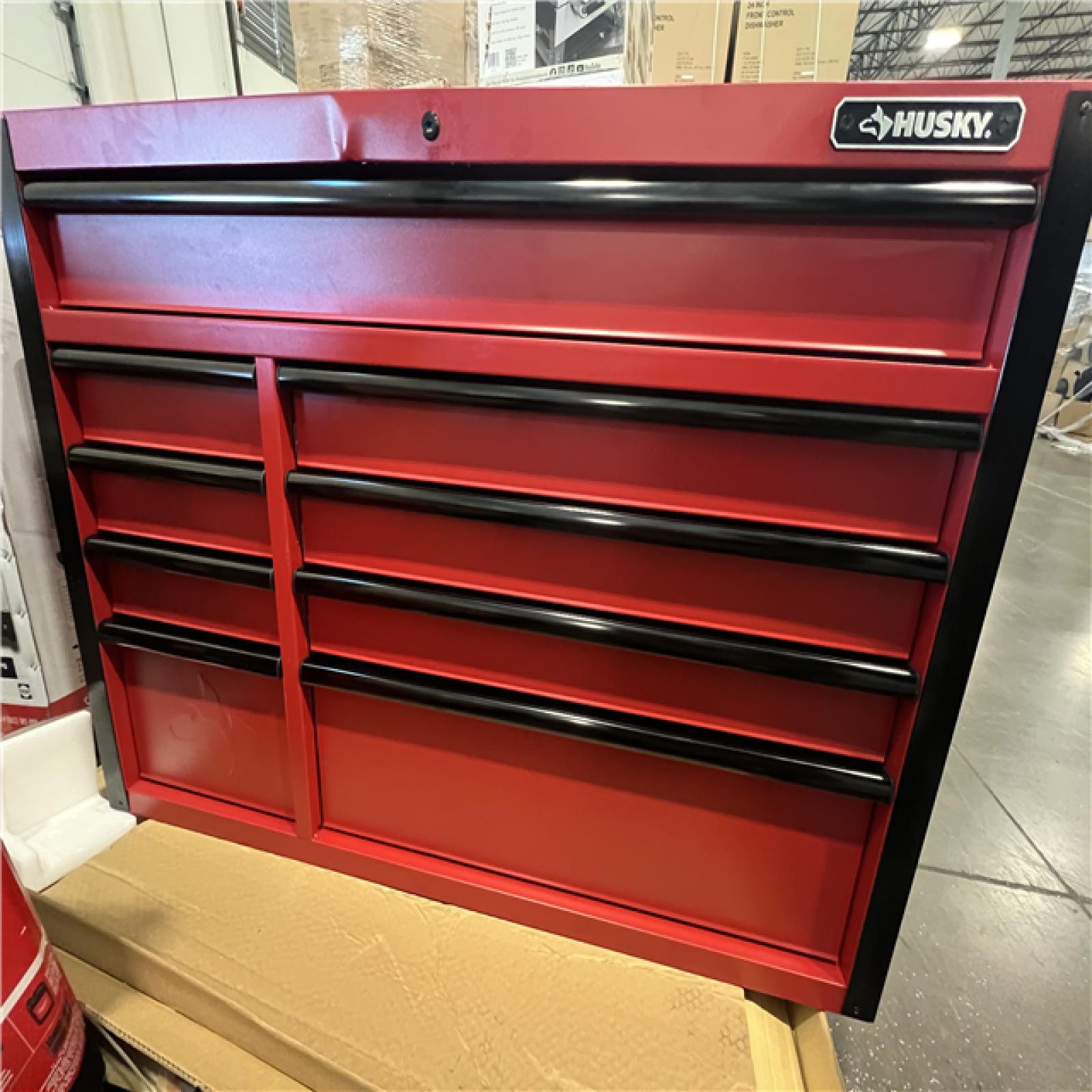 DALLAS LOCATION- Husky Heavy-Duty 52 in. W x 20 in. D 9-Drawer Matte Red Rolling Tool Cabinet