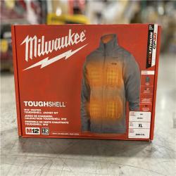 NEW! - Milwaukee Men's X-Large M12 12V Lithium-Ion Cordless TOUGHSHELL Gray Heated Jacket with (1) 3.0 Ah Battery and Charger