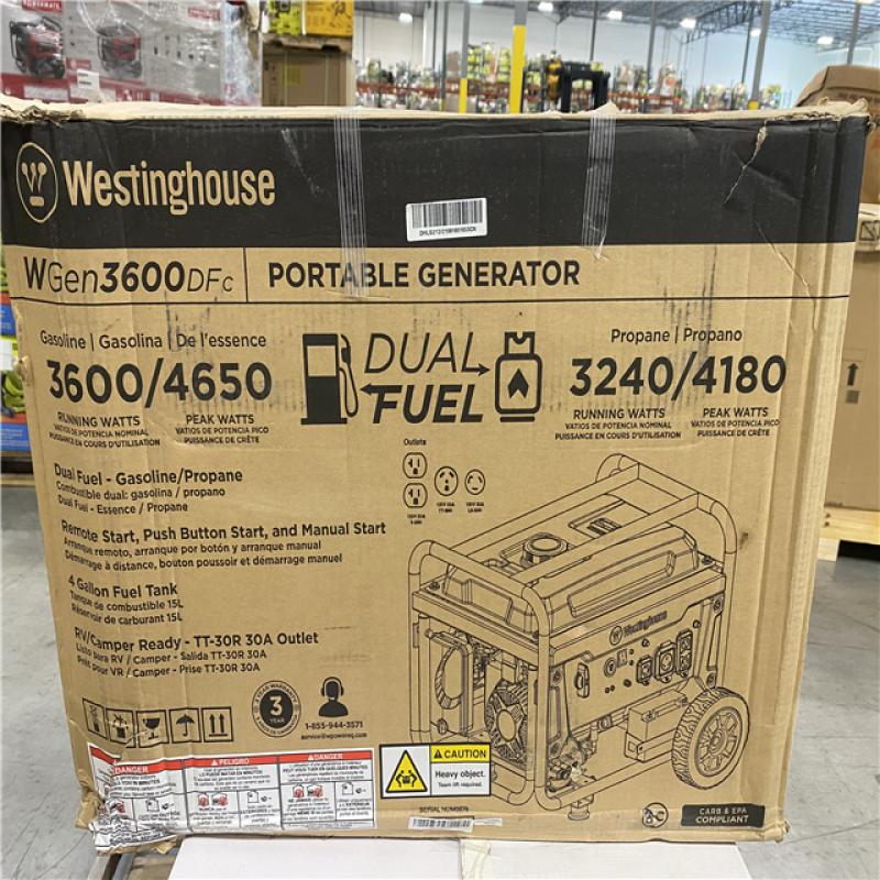 Westinghouse 4650 Watt Dual Fuel Portable Generator, Remote Electric Start, RV Ready Outlet with Co Sensor