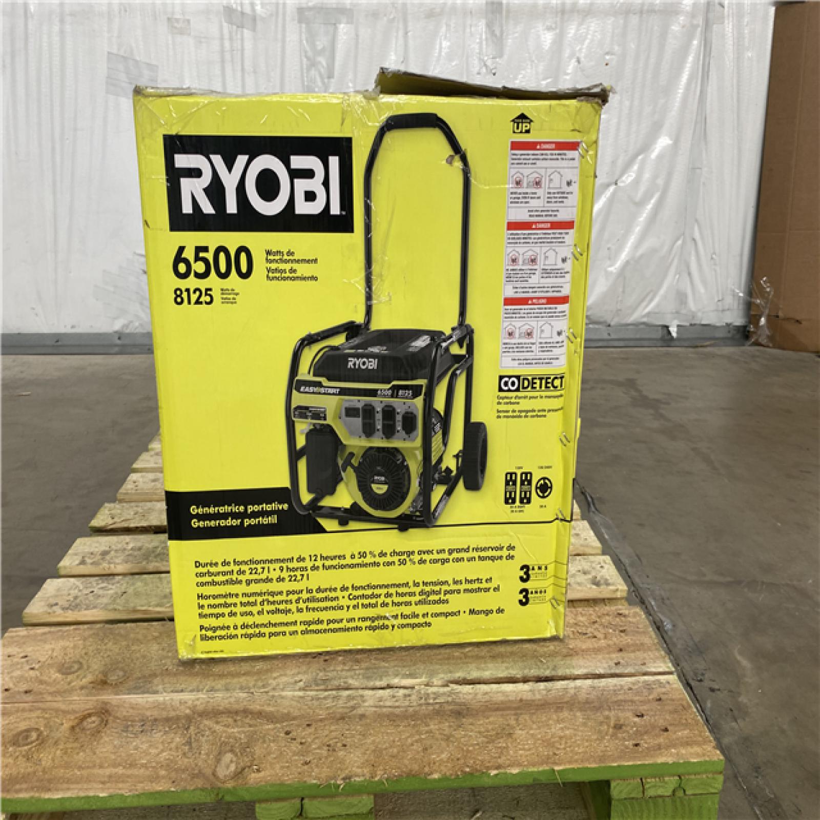 Houston Location - AS-IS Ryobi 6,500-Watt Gasoline Powered Portable Generator