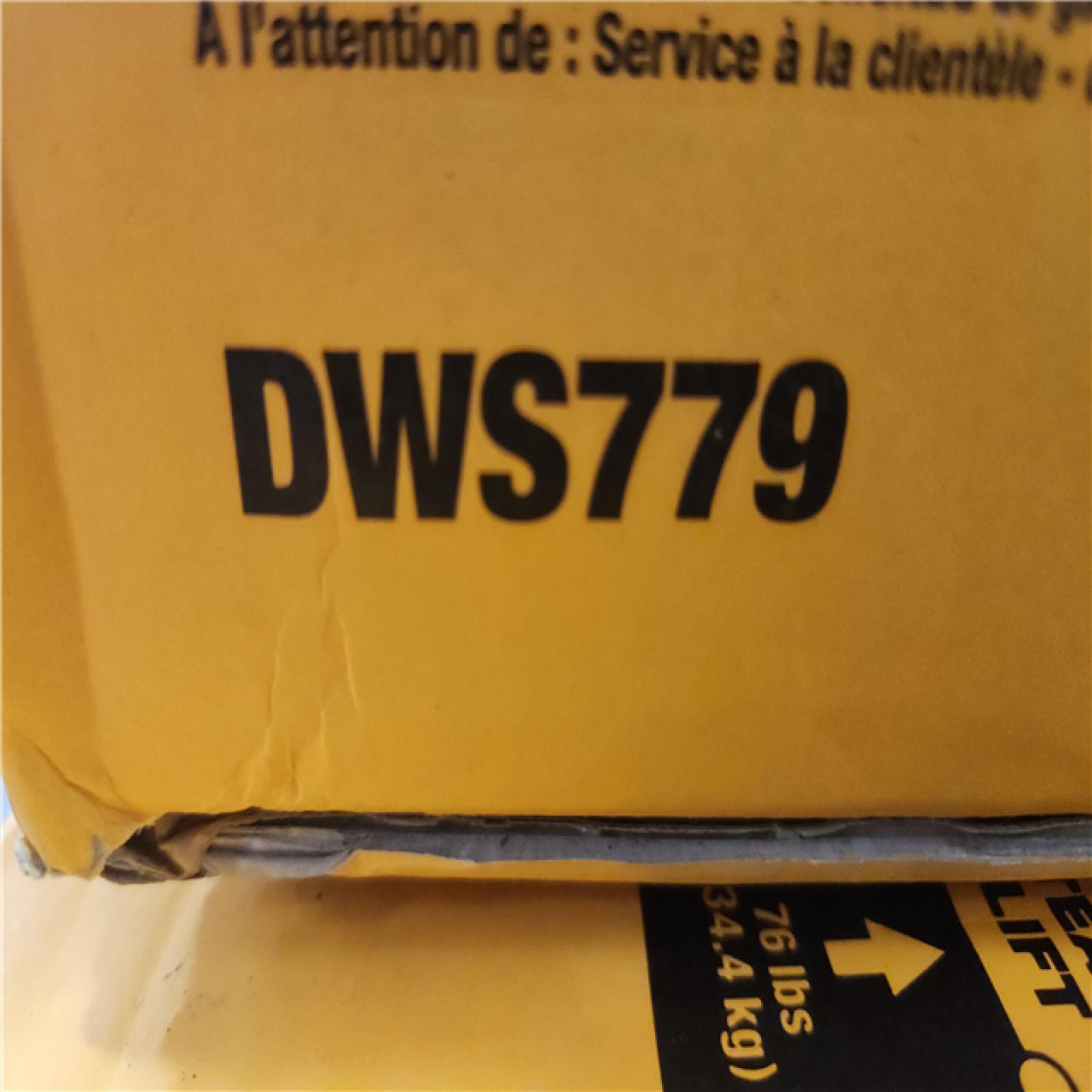 Phoenix Location Appears NEW DEWALT 15 Amp Corded 12 in. Double Bevel Sliding Compound Miter Saw, Blade Wrench and Material Clamp DWS779