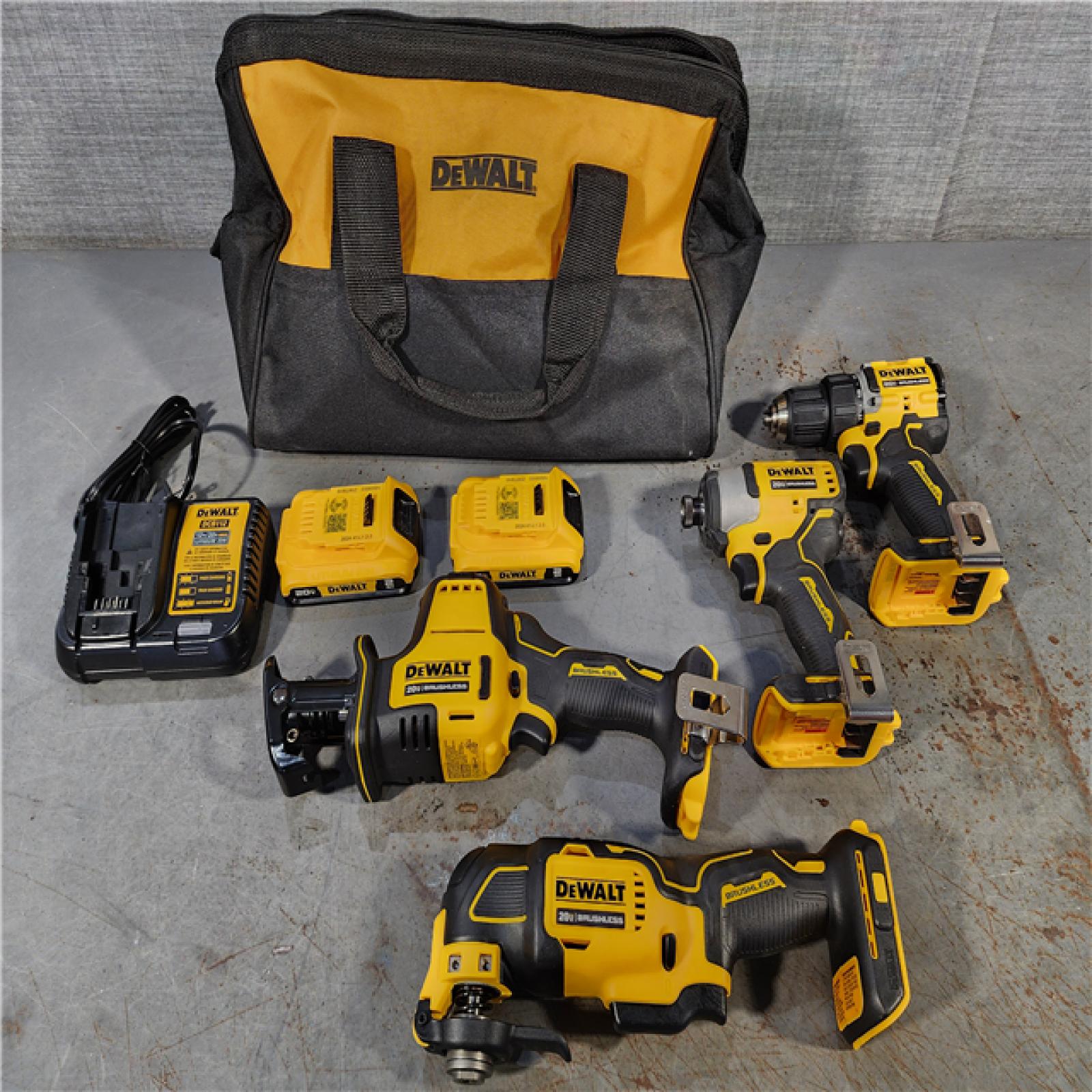 HOUSTON LOCATION - AS-IS DEWALT 4 TOOL COMBO KIT W/ (2) BATTERY & CHARGER