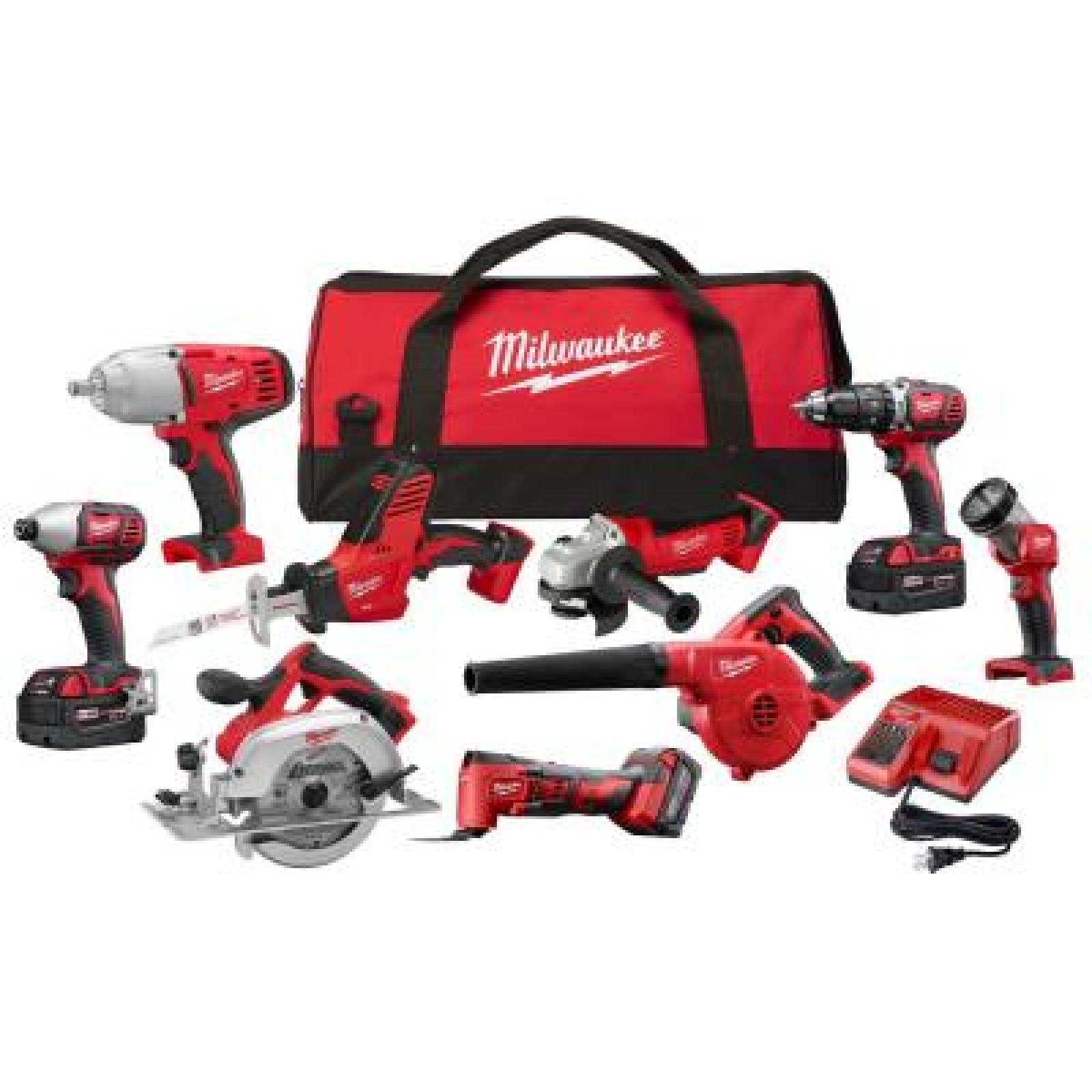 Phoenix Location NEW Milwaukee M18 18V Lithium-Ion Cordless Combo Tool Kit (9-Tool) with (3) 4.0 Ah Batteries, Charger and Tool Bag 0314-15