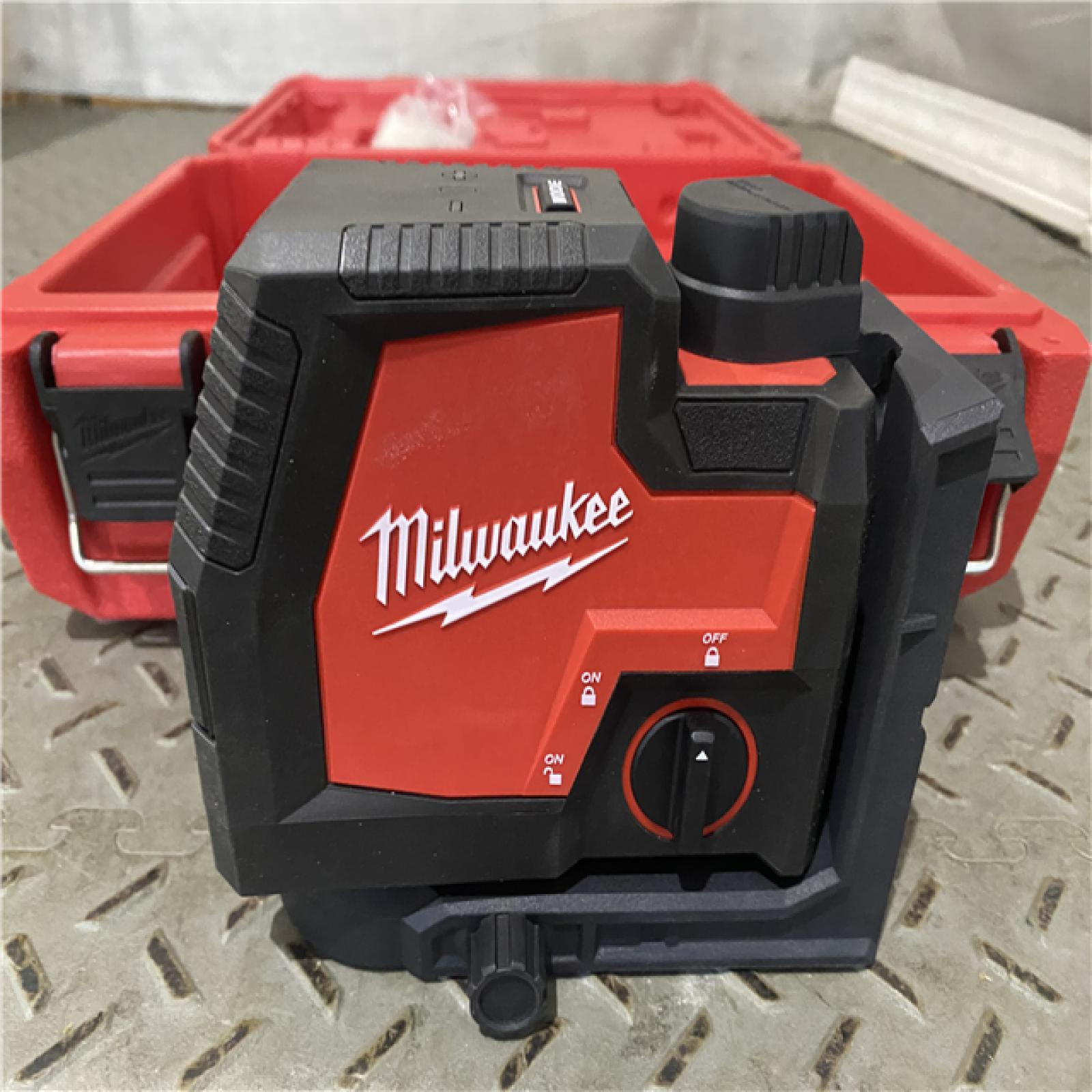 Houston location AS-IS Milwaukee 3521-21 4V Lithium-Ion Cordless USB Rechargeable Green Beam Cross Line Laser