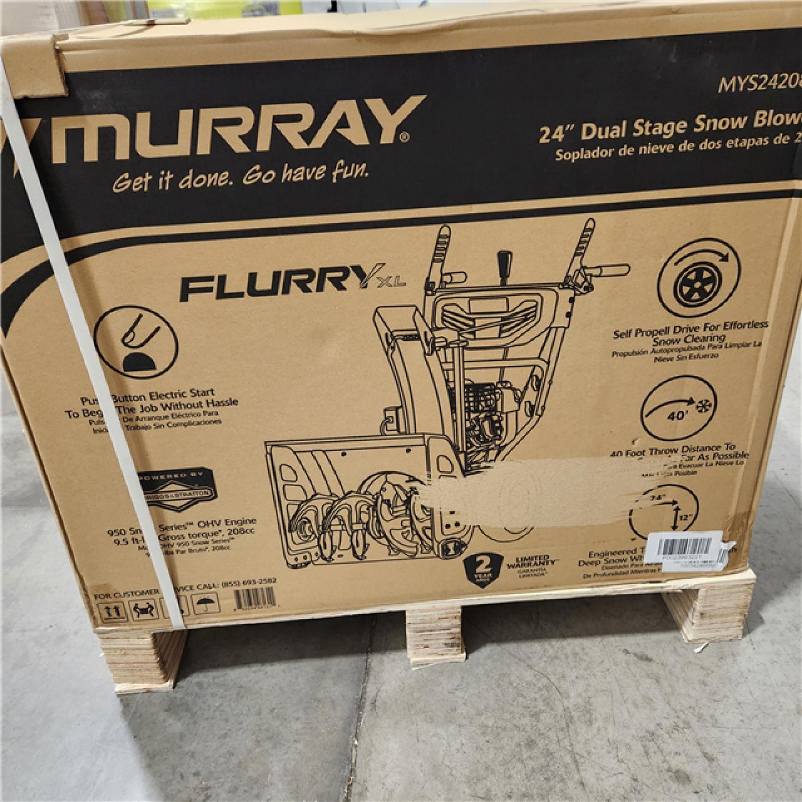 Dallas Location - NEW- Murray Flurry XL 24 in. 208 CC Self Propelled 2-Stage Gas Snow Blower