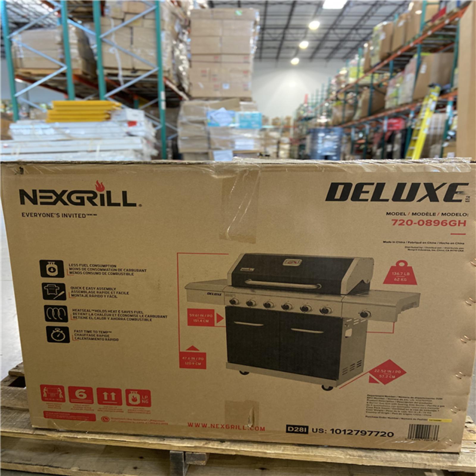 DALLAS LOCATION - Nexgrill Deluxe 6-Burner Dual Fuel Natural Gas Grill with Gourmet Plus Griddle Insert and Side Burner in Black