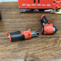 AS-IS Milwaukee 3453-22HSR M12 FUEL 12V Lithium-Ion Cordless 3/8 in. Ratchet and 1/4 in. Impact Driver Kit