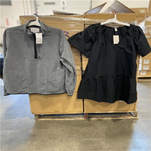 DALLAS LOCATION - NEW! MIXED CLOTHING PALLET (MSRP over $6,400) BLACK DRESS - ( 36 UNITS) GOODFELLOW SWETER - ( 180 UNITS )