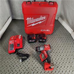 HOUSTON LOCATION - AS-IS (APPEARS LIKE NEW) Milwaukee 2904-22 Hammer Drill Driver Kit with Batteries  Charger & Tool Case  Red