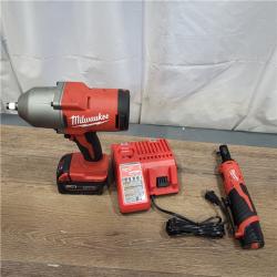 AS-IS M12/M18 12/18V Lithium-Ion Cordless 3/8 in. Ratchet and 1/2 in. High Torque Impact Wrench with Friction Ring Combo Kit