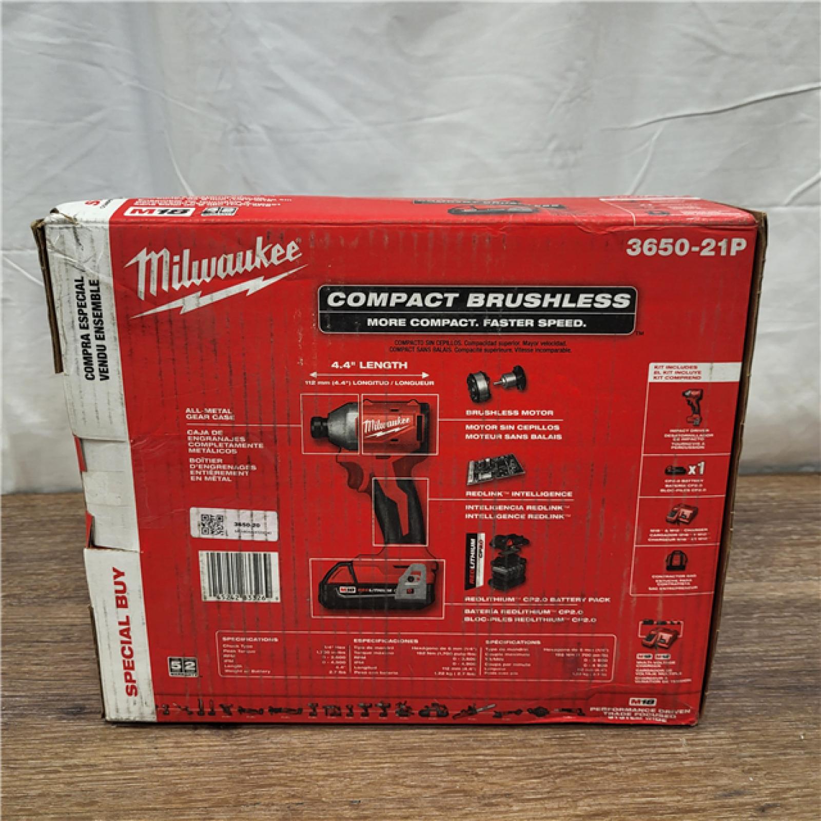 AS-IS Milwaukee M18 Compact Brushless 1/4  Hex Impact Driver Kit