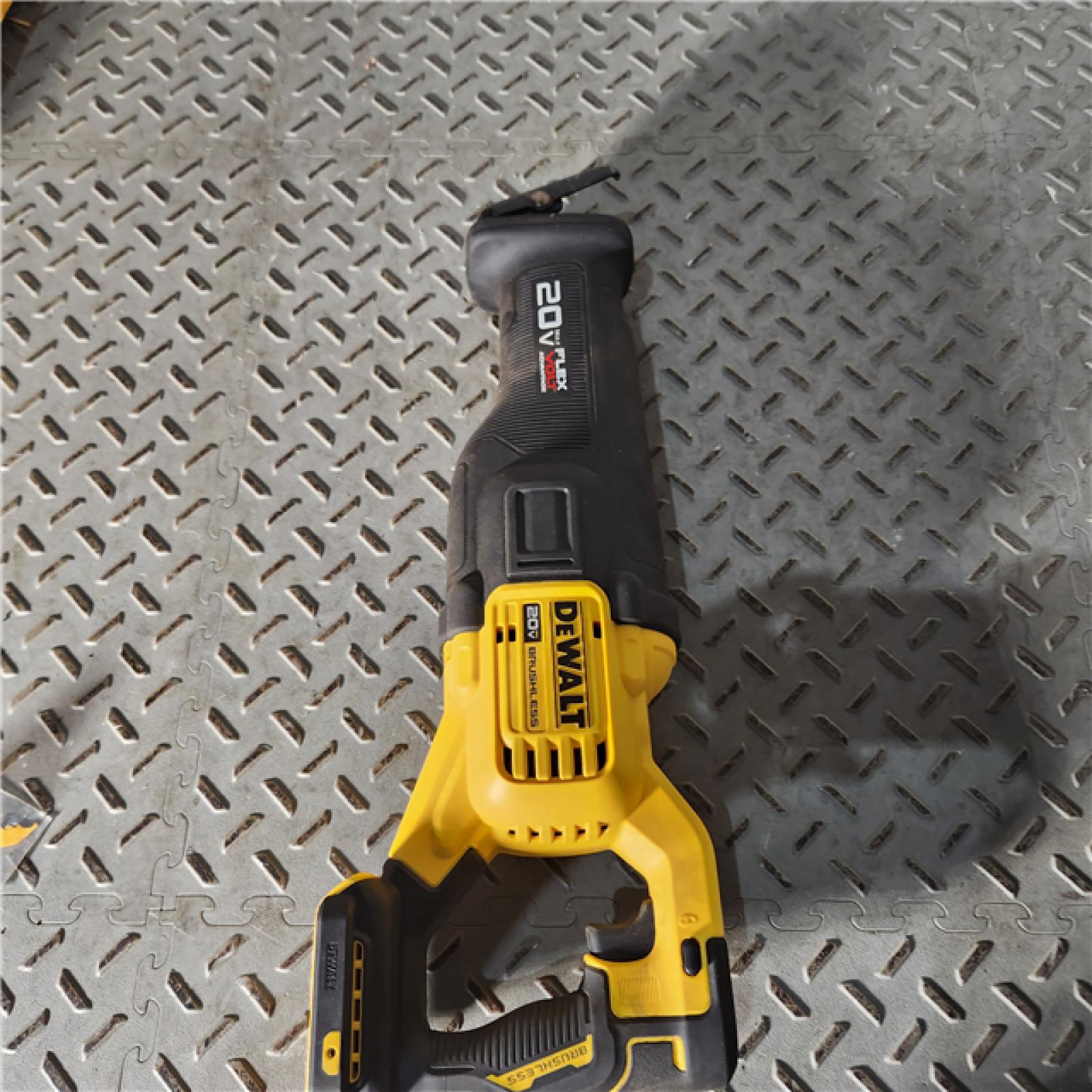 Houston location AS-IS DEWALT 20V MAX Lithium Ion Cordless Brushless Reciprocating Saw with FLEXVOLT ADVANTAGE (Tool Only)