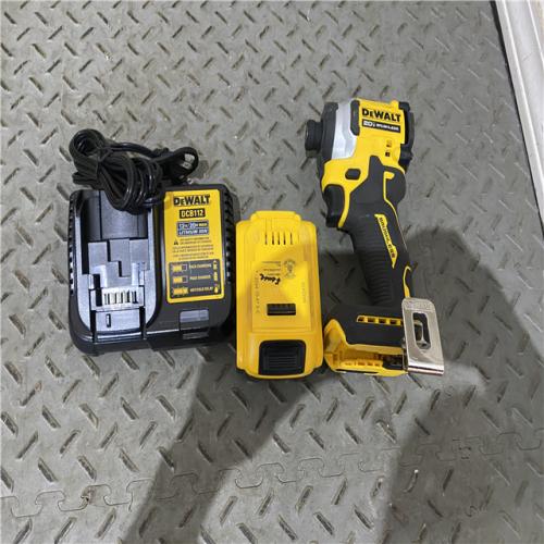 Houston location AS-IS DEWALT ATOMIC 20V MAX Lithium-Ion Cordless 1/4 in. Brushless Impact Driver Kit, 5 Ah Battery, Charger, and Bag