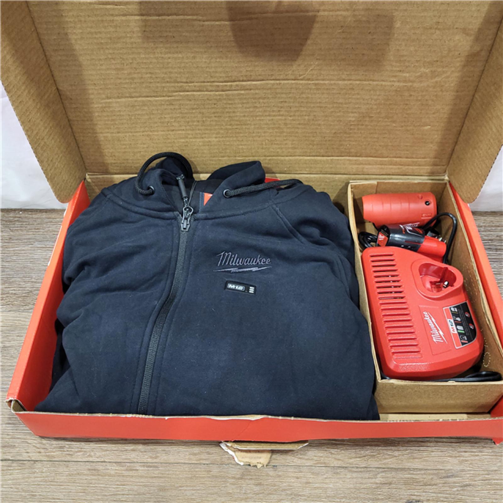 AS-IS Milwaukee M12 Lithium-Ion Cordless Black Heated Jacket Hoodie Kit (X-Large)