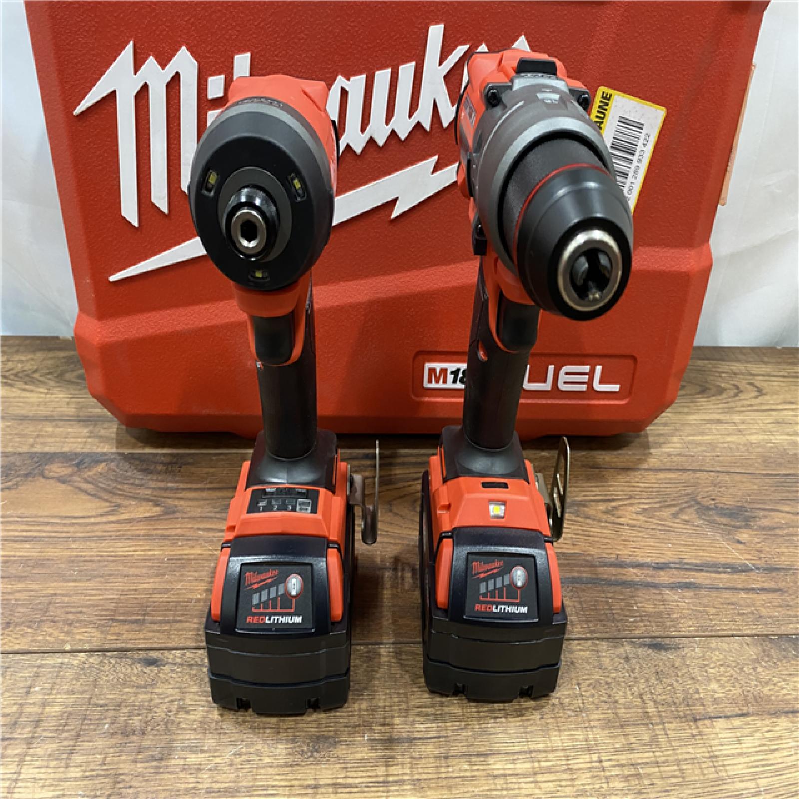 AS IS Milwaukee M18 FUEL 18V Lithium-Ion Brushless Cordless Hammer Drill and Impact Driver Combo Kit (2-Tool) with 2 Batteries