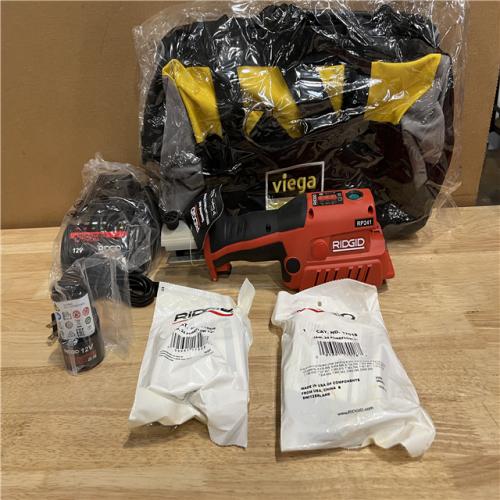 DALLAS LOCATION - RIDGID Press Tool Kit for 1 in. - 1/2 in. Copper & Stainless Fittings with 12V Li-Ion Battery AND TOOL BAG