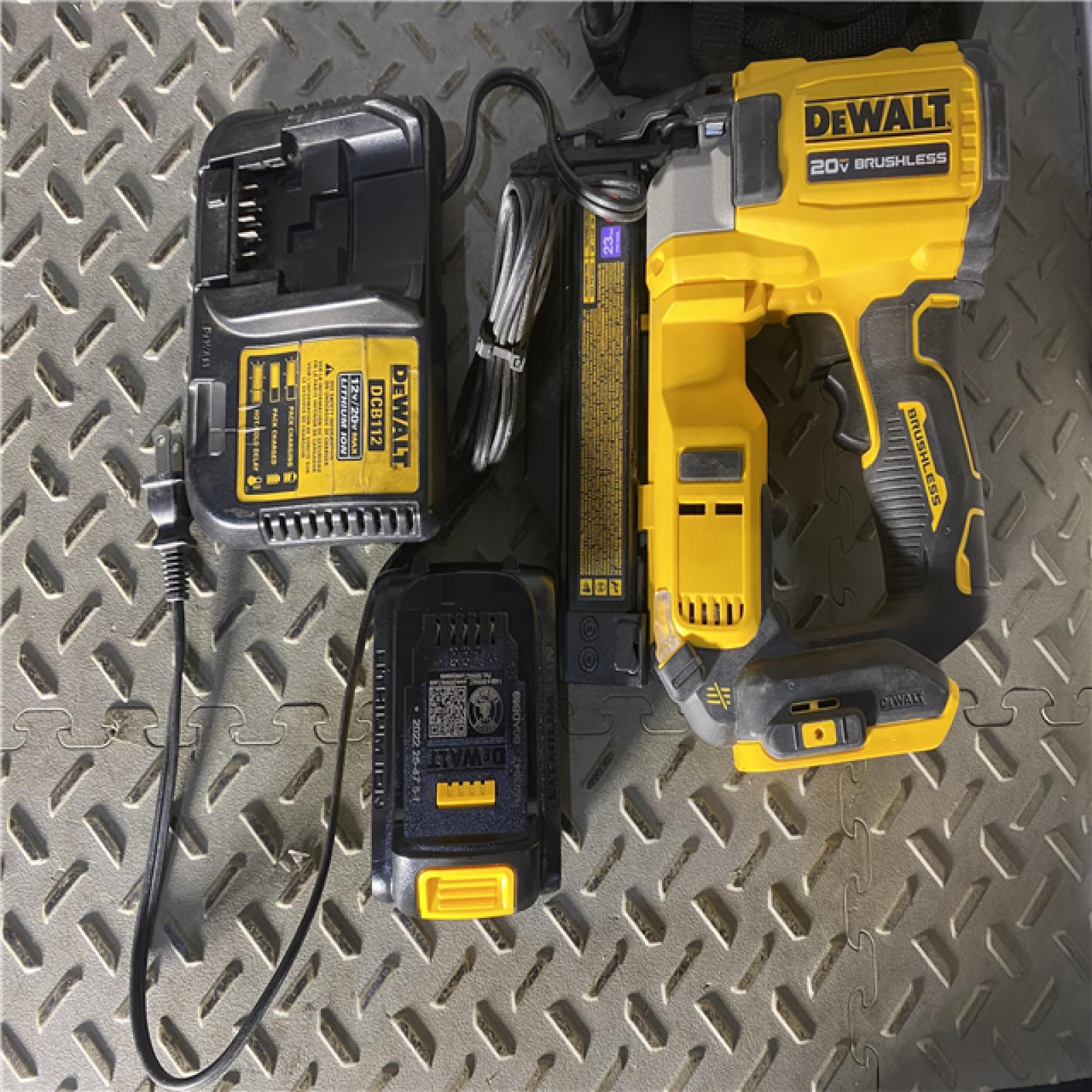 Houston location AS-IS  DEWALT ATOMIC 20V MAX Lithium Ion Cordless 23 Gauge Pin Nailer Kit with 2.0Ah Battery and Charger