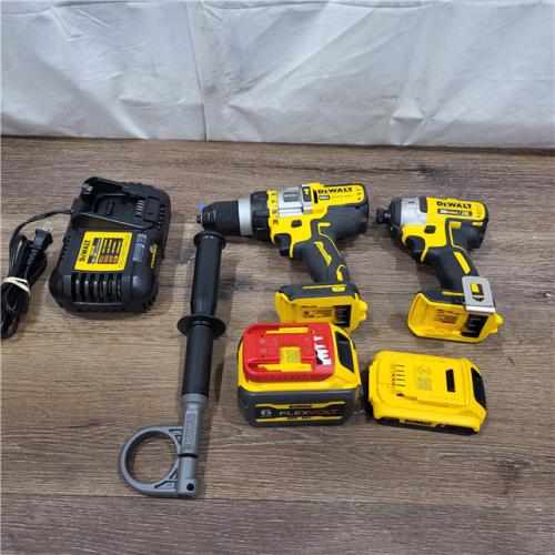 AS-IS DEWALT 20V MAX Cordless Brushless Hammer Drill/Driver 2 Tool Combo Kit with FLEXVOLT ADVANTAGE