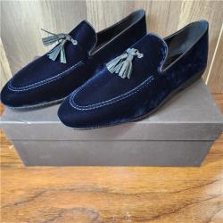 NEW ! Paul Stuart Men's Hope Velvet Tassel Loafers - Blue Velvet - Size 12