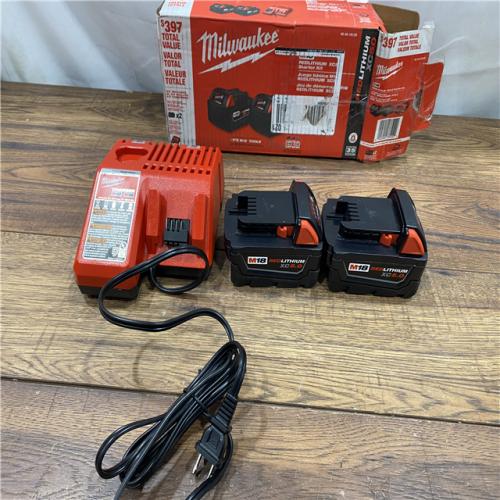 AS IS Milwaukee M18 18-Volt Lithium-Ion XC Starter Kit with Two 5.0Ah Batteries / Charger (48-59-1852B)