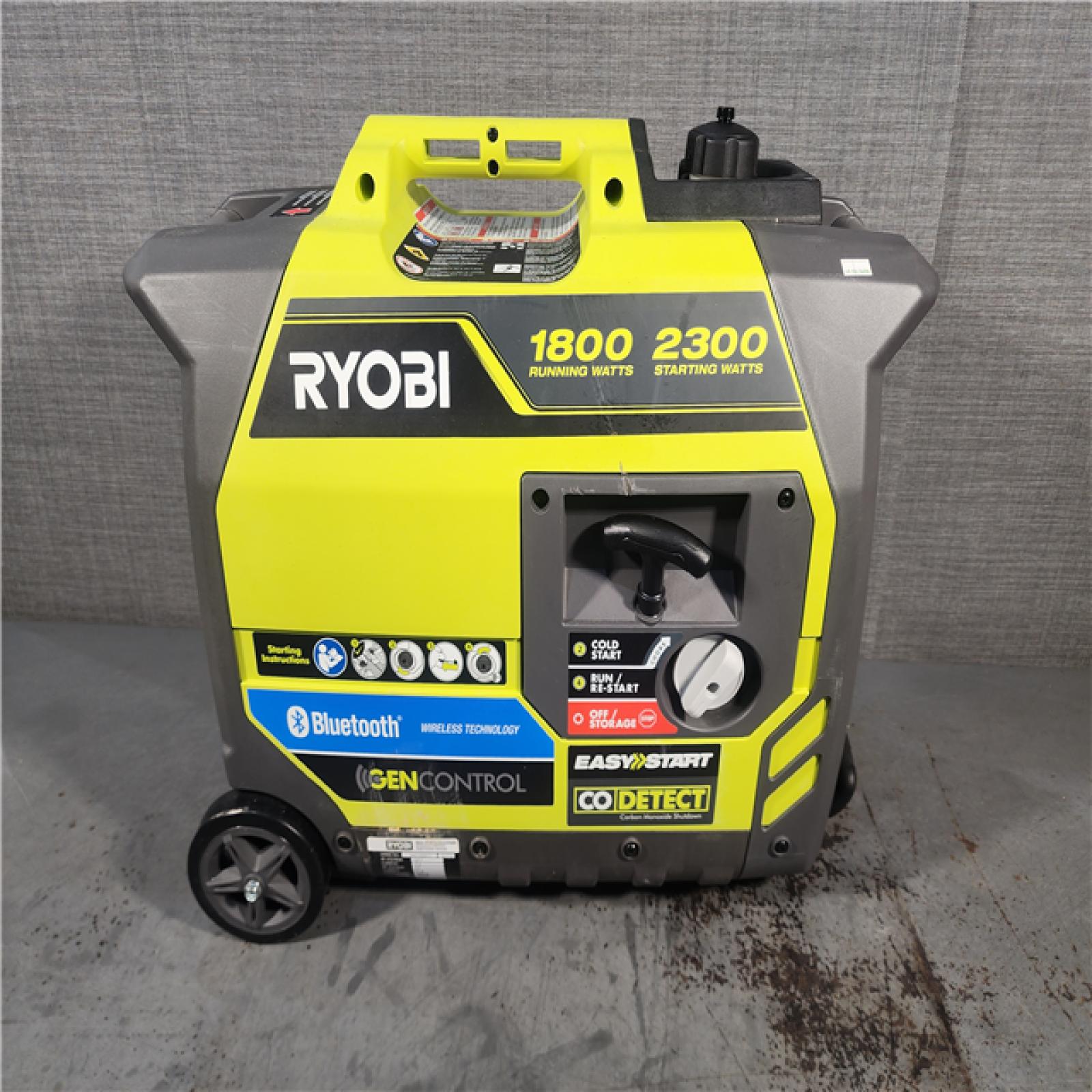 HOUSTON LOCATION - AS-IS RYOBI 2,300-Watt Recoil Start Bluetooth Super Quiet Gasoline Powered Digital Inverter Generator with CO Shutdown Sensor