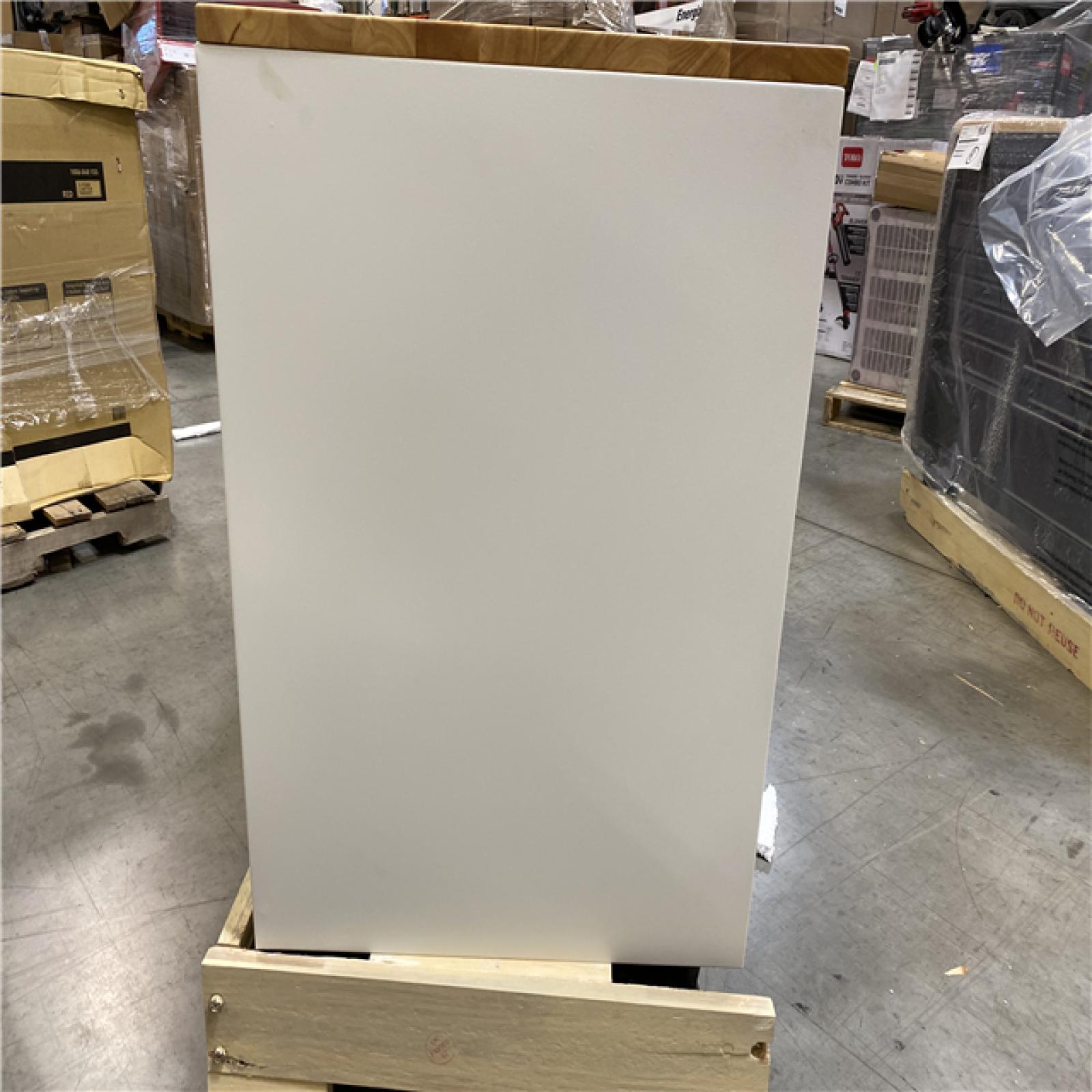 DALLAS LOCATION - Husky Tool Storage 72 in. W Heavy Duty Matte White Mobile Workbench Cabinet with Adjustable Height Wood Top