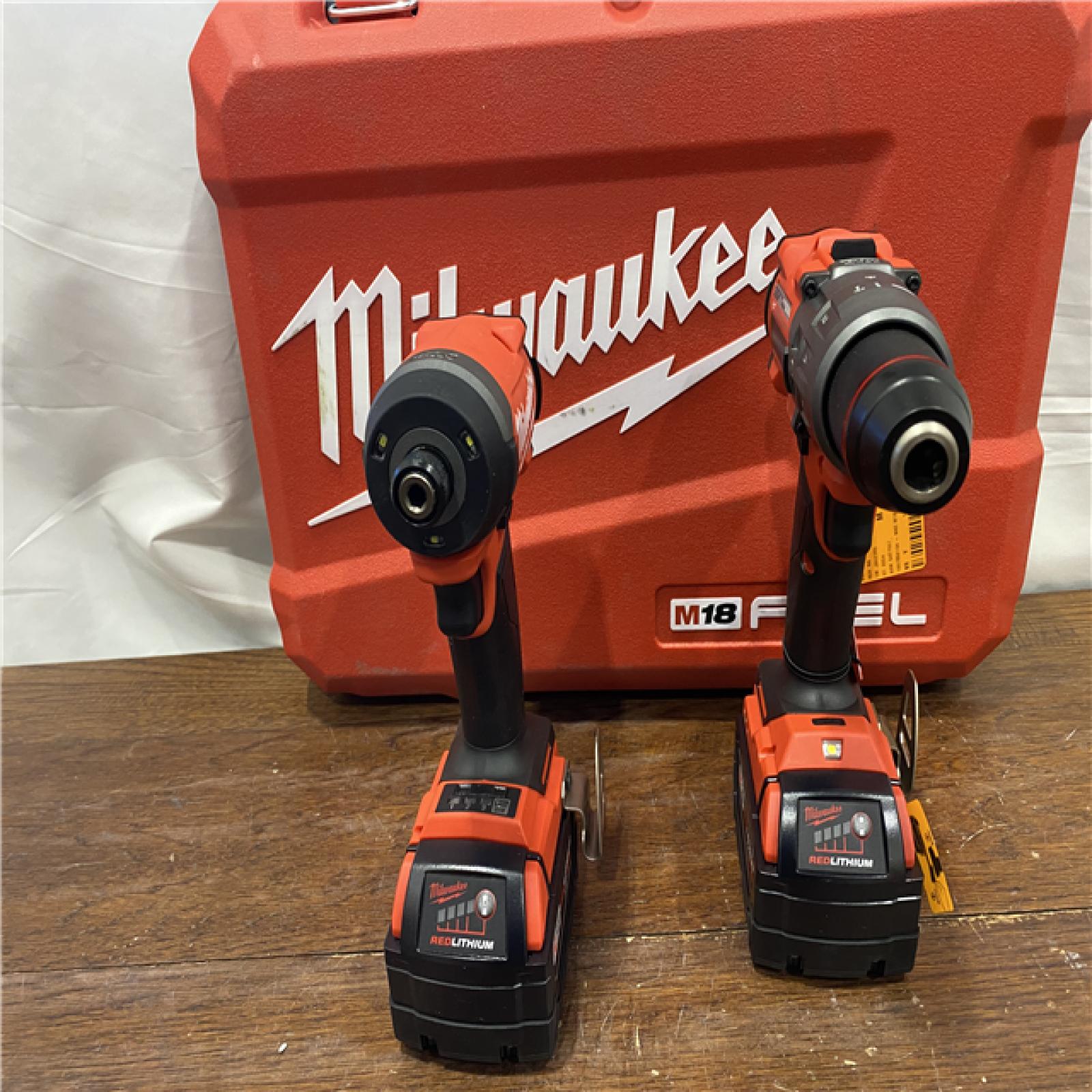 AS-ISMilwaukee M18 FUEL 18V Lithium-Ion Brushless Cordless Hammer Drill and Impact Driver Combo Kit (2-Tool) with 2 Batteries