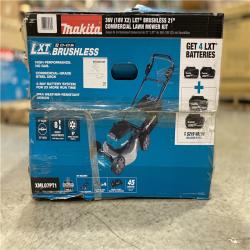 DALLAS LOCATION - Makita 21 in. 18V X2 (36V) LXT Lithium-Ion Cordless Walk Behind Push Lawn Mower Kit with 4 Batteries (5.0 Ah)