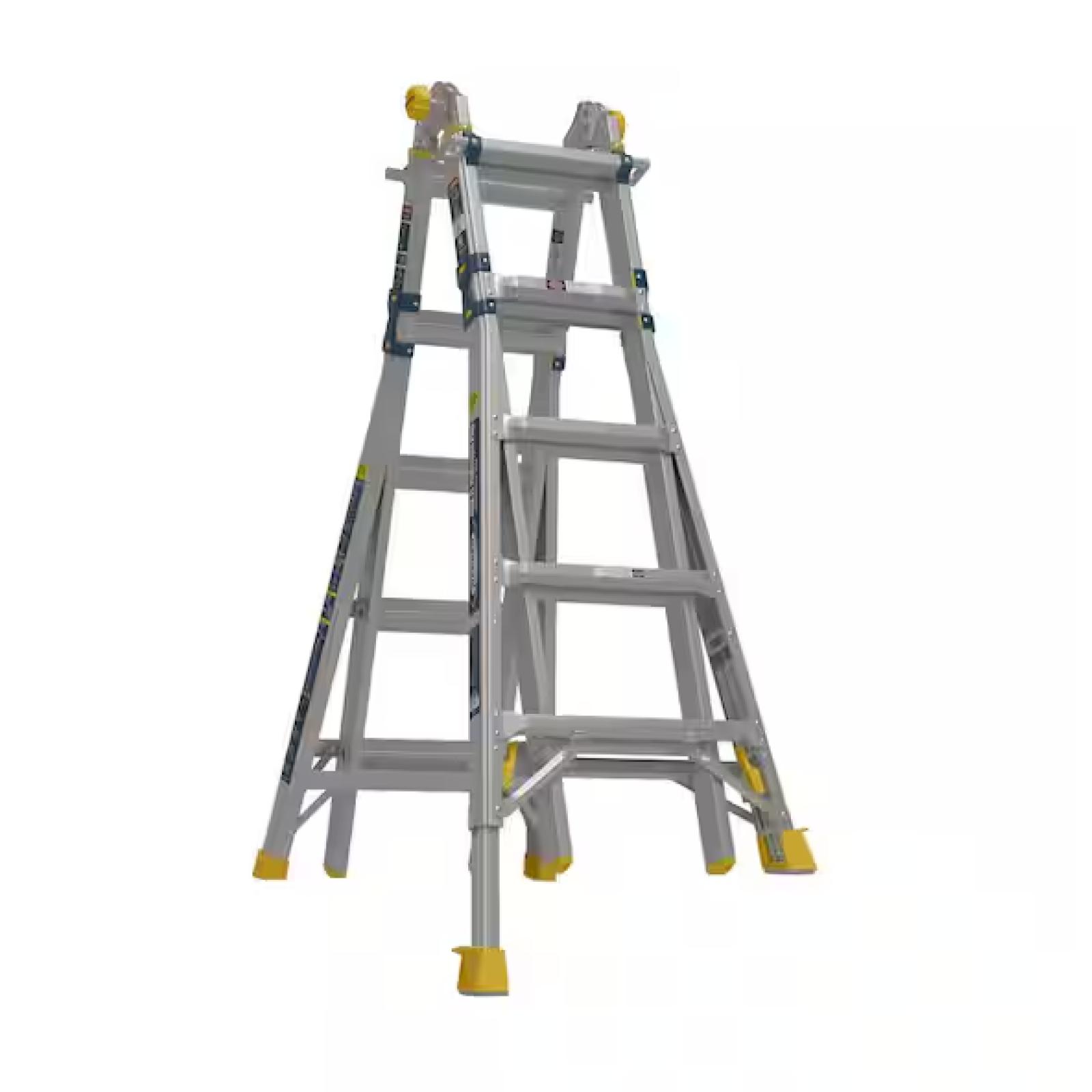 DALLAS LOCATION - Werner 22 ft. Reach Aluminum 5-in-1 Multi-Position Pro Ladder with Built-in Leveling 375 lbs