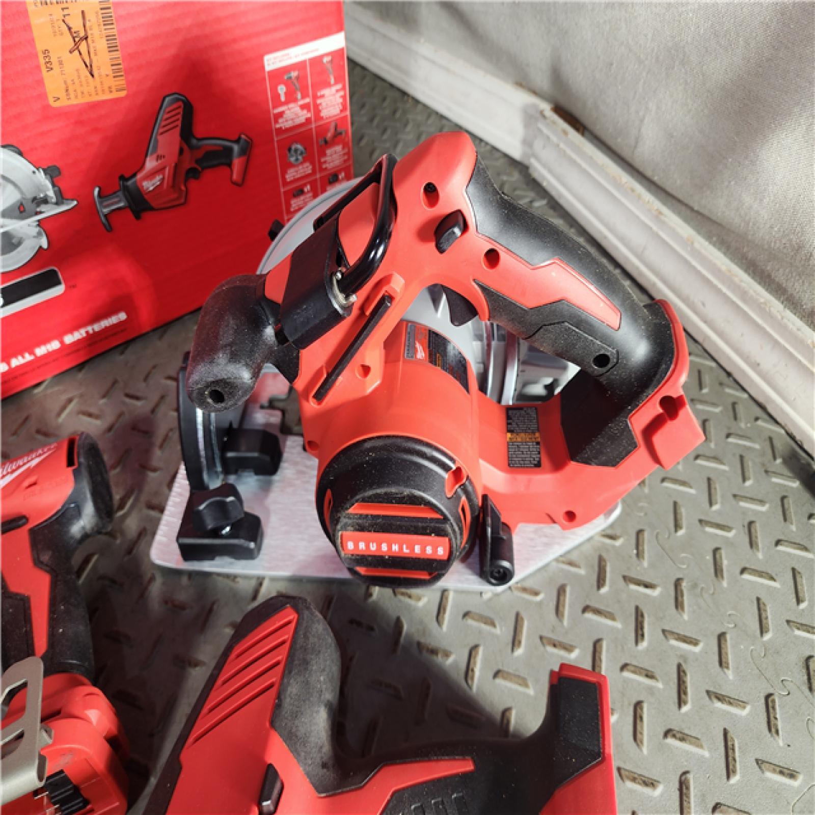 HOUSTON LOCATION - AS-IS M18 18-Volt Lithium-Ion Brushless Cordless Combo Kit (4-Tool) with 2-Batteries, 1-Charger and Tool Bag