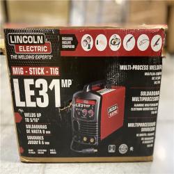 DALLAS LOCATION - Lincoln Electric 140 Amp LE31MP Multi-Process Stick/MIG/Flux-Core/TIG, 120V, Aluminum Welder with Spool Gun sold separately