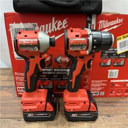 AS IS M18 18V Lithium-Ion Brushless Cordless Compact Drill/Impact Combo Kit (2-Tool) W/(2) 2.0 Ah Batteries, Charger & Bag