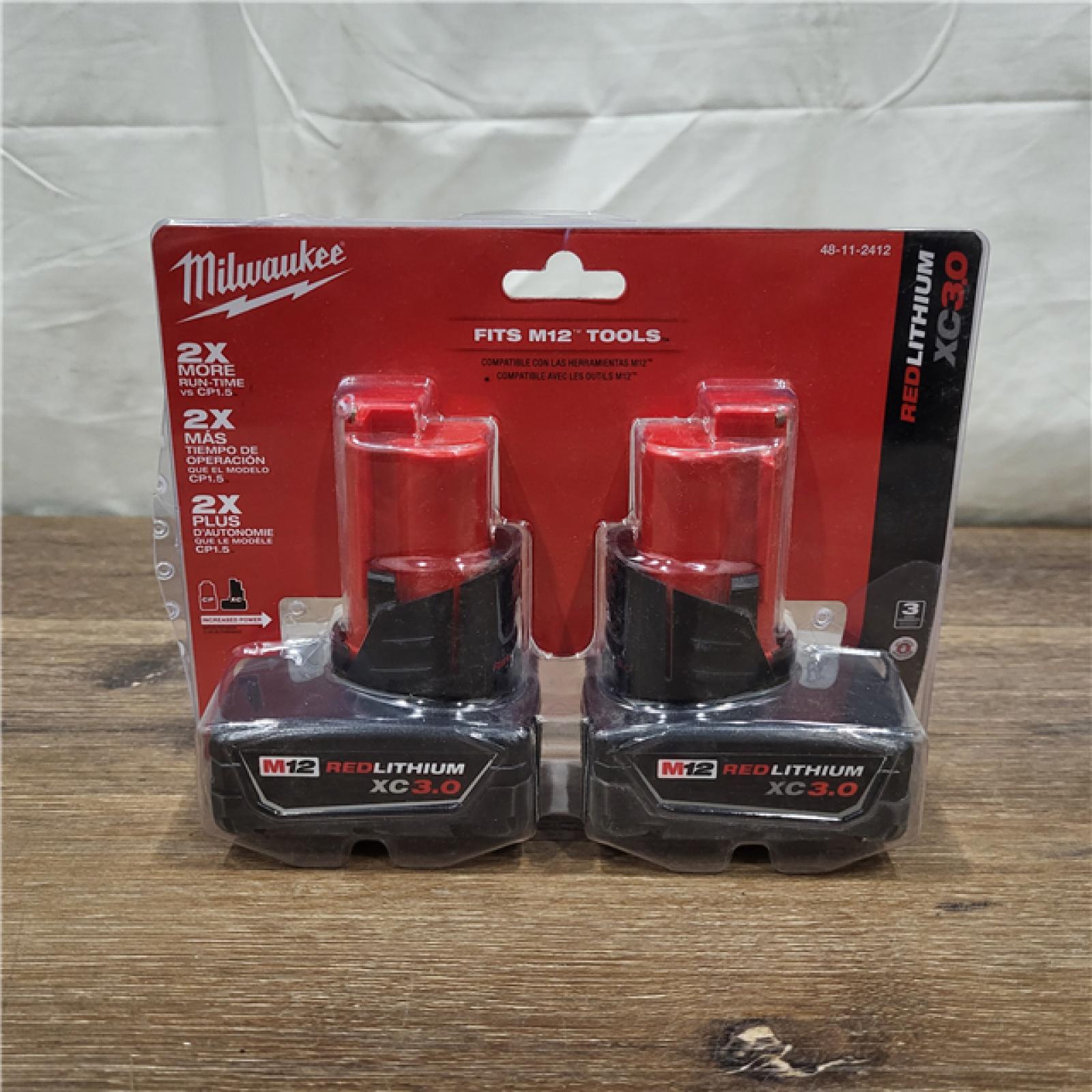 AS-IS Milwaukee M12 12-Volt Lithium-Ion XC Extended Capacity 3.0Ah Battery Pack 3.0Ah (2-Pack)