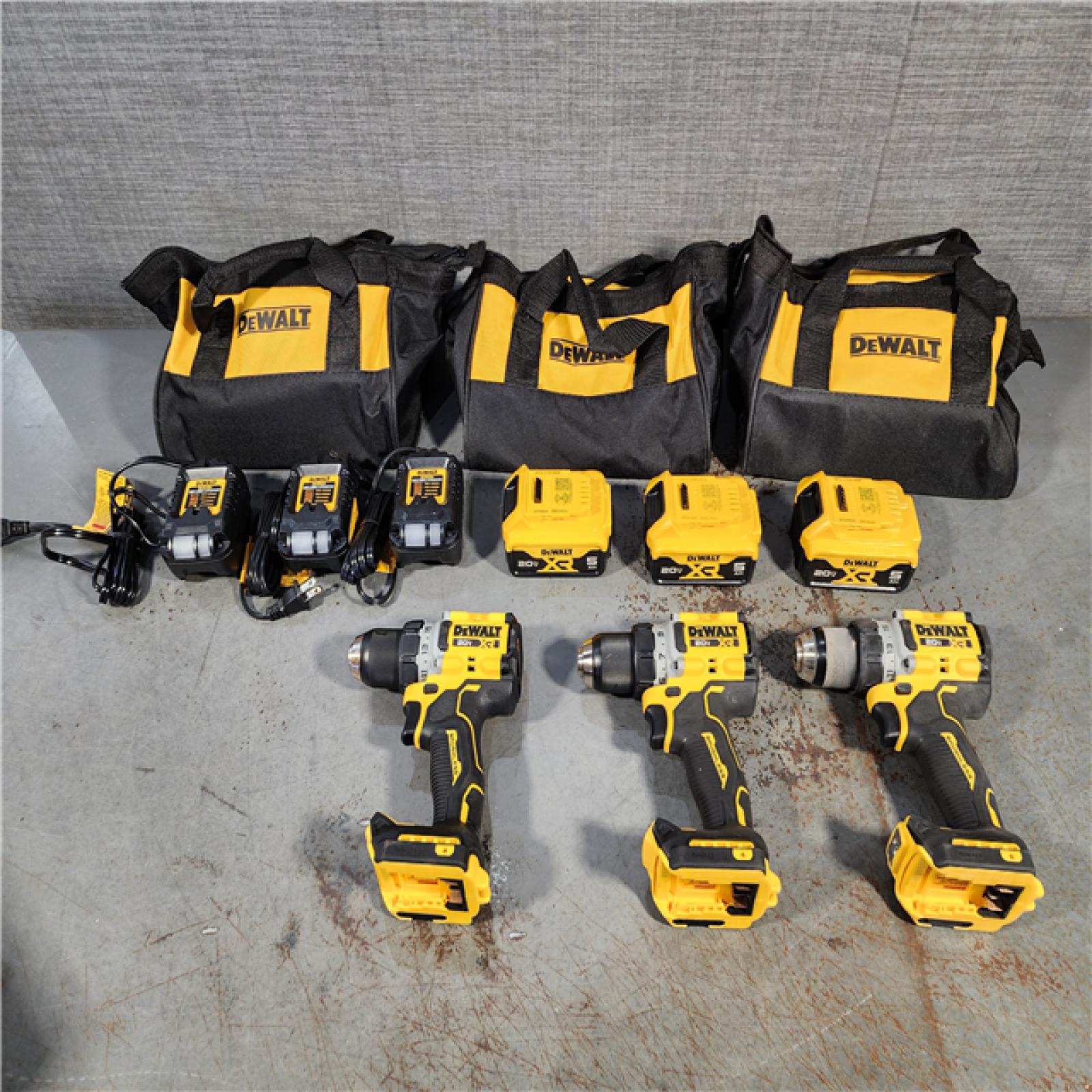 HOUSTON LOCATION - AS-IS (3) DEWALT 20V MAX XR Brushless Cordless 1/2 Drill/Driver Kit