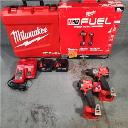 HOUSTON LOCATION - AS-IS (APPEARS LIKE NEW) Milwaukee M18 FUEL 18V Lithium-Ion Brushless Cordless Hammer Drill and Impact Driver Combo Kit (2-Tool) with 2 Batteries