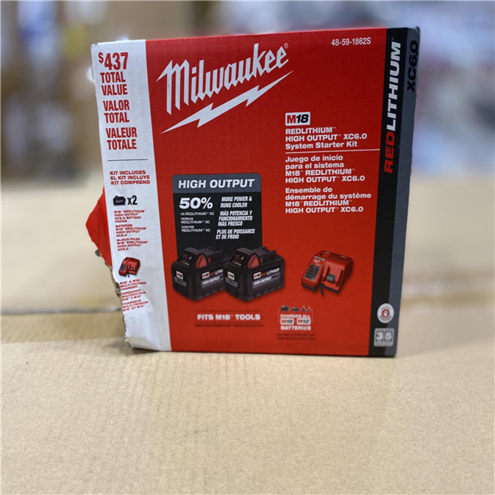 NEW! - Milwaukee M18 18-Volt Lithium-Ion High Output Starter Kit with Two 6.0 Ah Battery and Charger