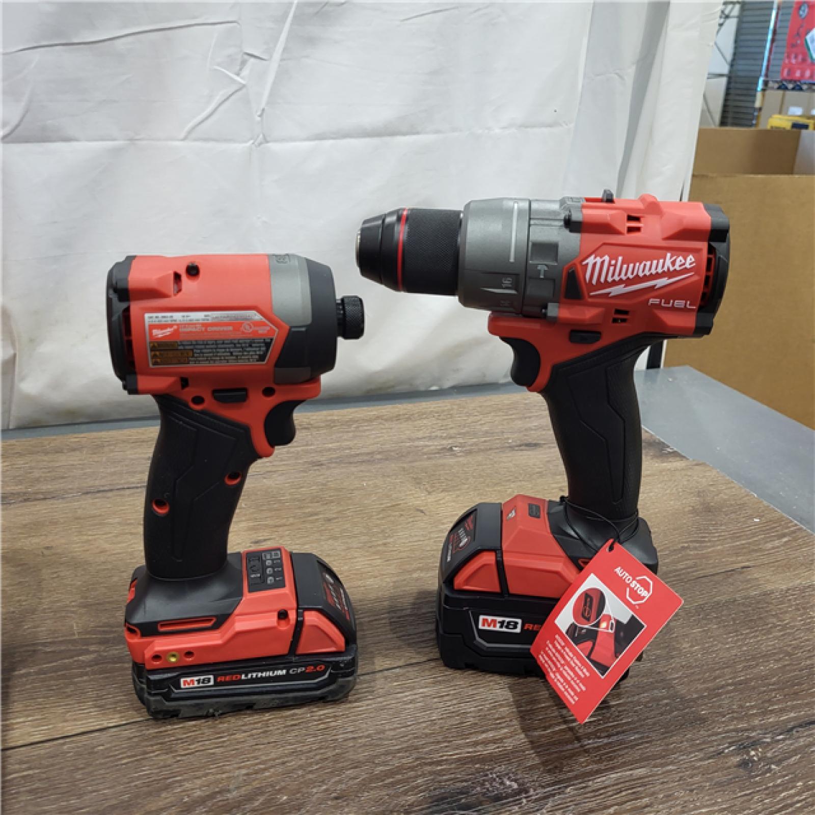 AS-IS Milwaukee M18 FUEL 18V Lithium-Ion Brushless Cordless Hammer Drill and Impact Driver Combo Kit (2-Tool) with 2 Batteries