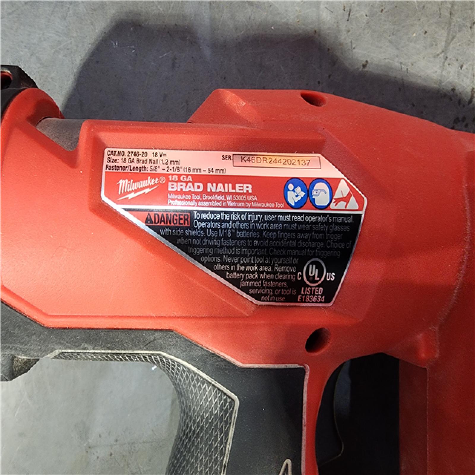 HOUSTON LOCATION - AS-IS Milwaukee M18 Fuel 18V Brushless 18-Gauge Brad Nailer 2746-20 (Bare Tool)