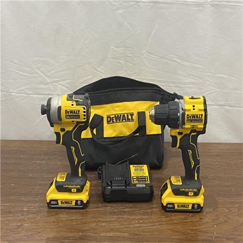 AS-IS DEWALT 20V MAX XR Hammer Drill and ATOMIC Impact Driver 2 Tool Cordless Combo Kit with (2) 4.0Ah Batteries, Charger, and Bag